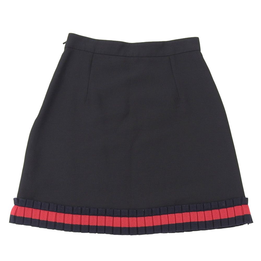 Gucci Silk Cotton Knit Line Ruffle Mini Skirt Black — view 2
