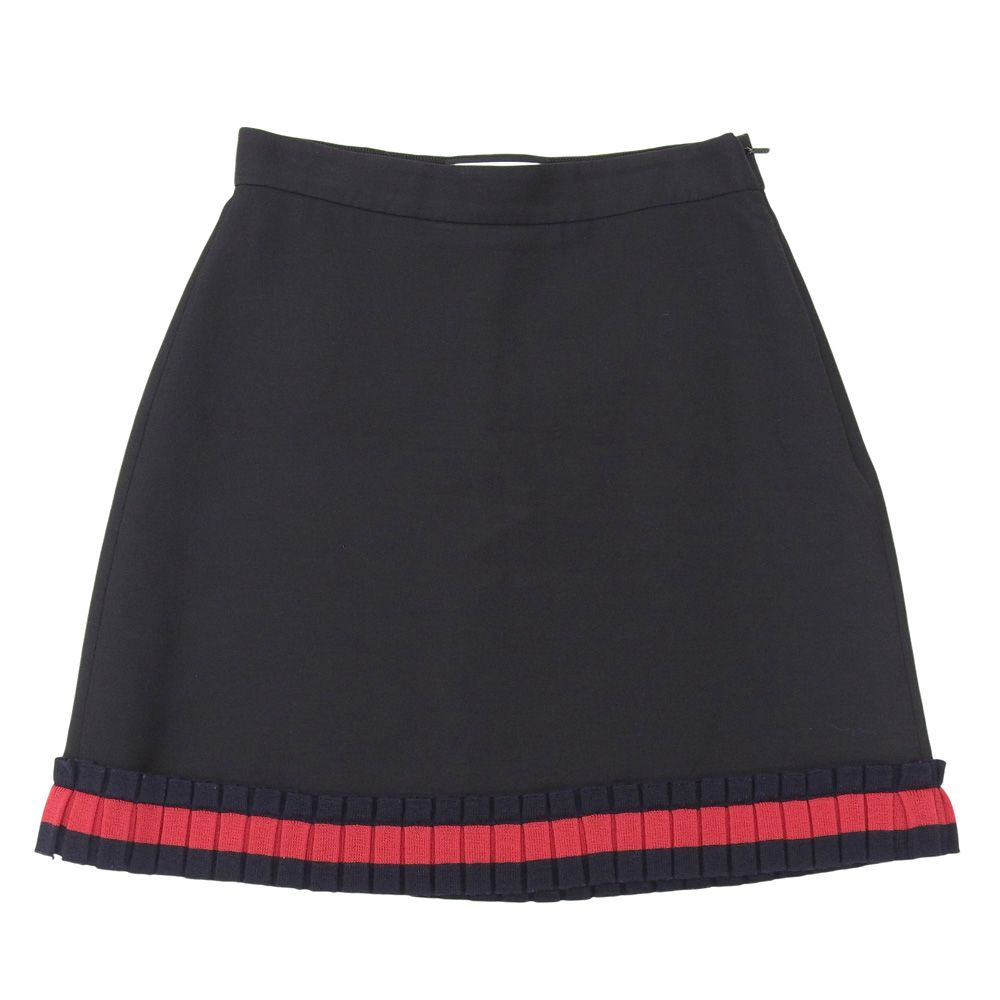 Gucci Silk Cotton Knit Line Ruffle Mini Skirt Black