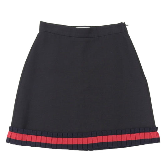 Gucci Silk Cotton Knit Line Ruffle Mini Skirt Black