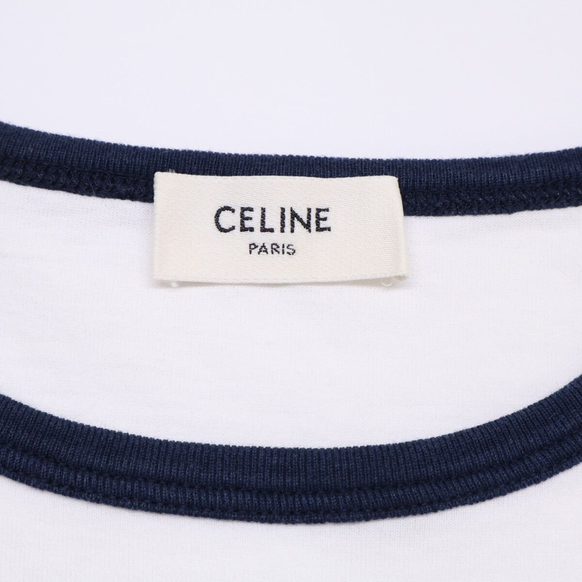 Celine Off White Black Navy Cotton Triomphe Print Paris T-Shirt XS — view 3