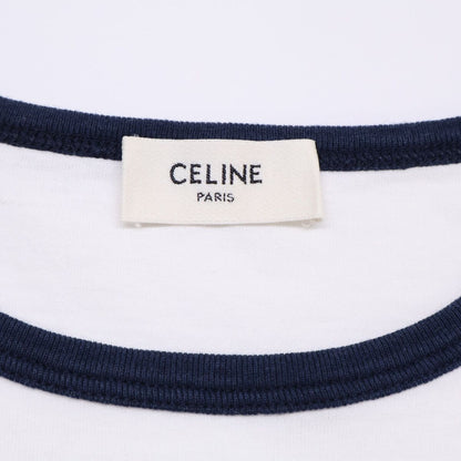 Celine Off White Black Navy Cotton Triomphe Print Paris T-Shirt XS — view 3