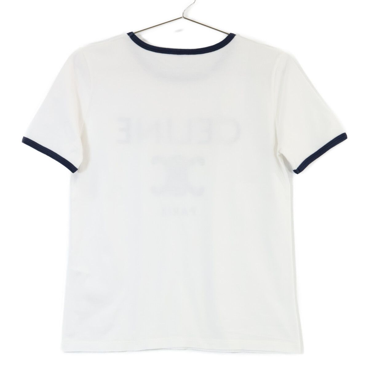 Celine Off White Black Navy Cotton Triomphe Print Paris T-Shirt XS — view 2