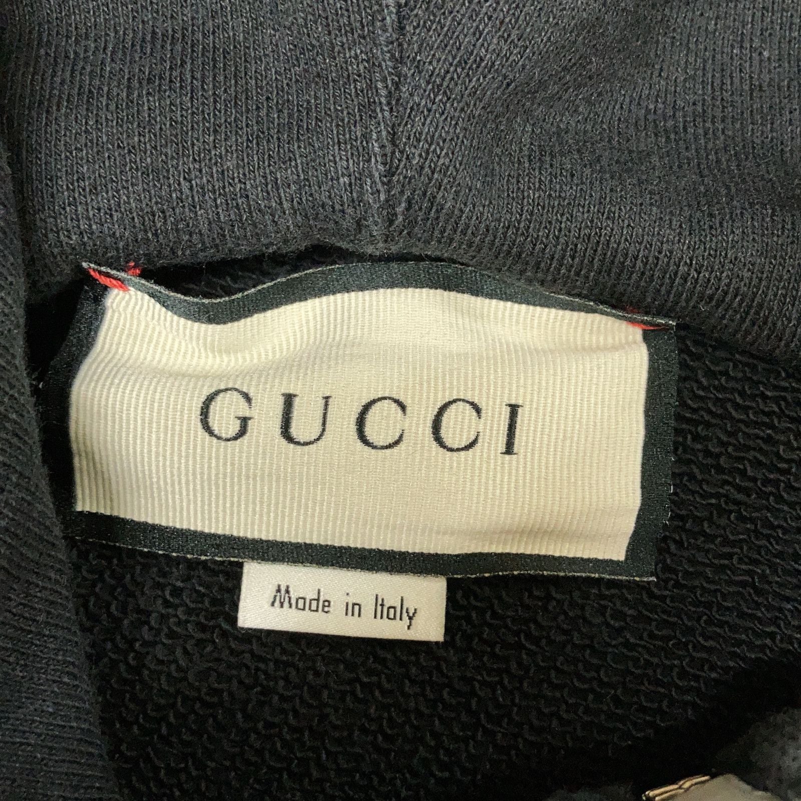 Gucci Black Logo Print Half Zip Hoodie XS — view 3