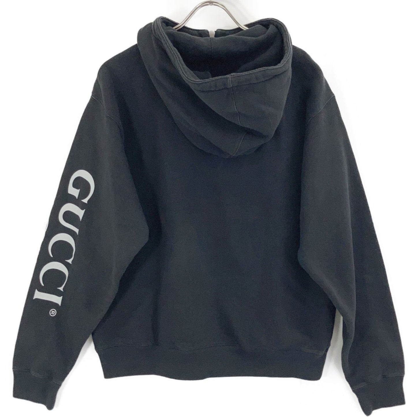 Gucci Black Logo Print Half Zip Hoodie XS — view 2