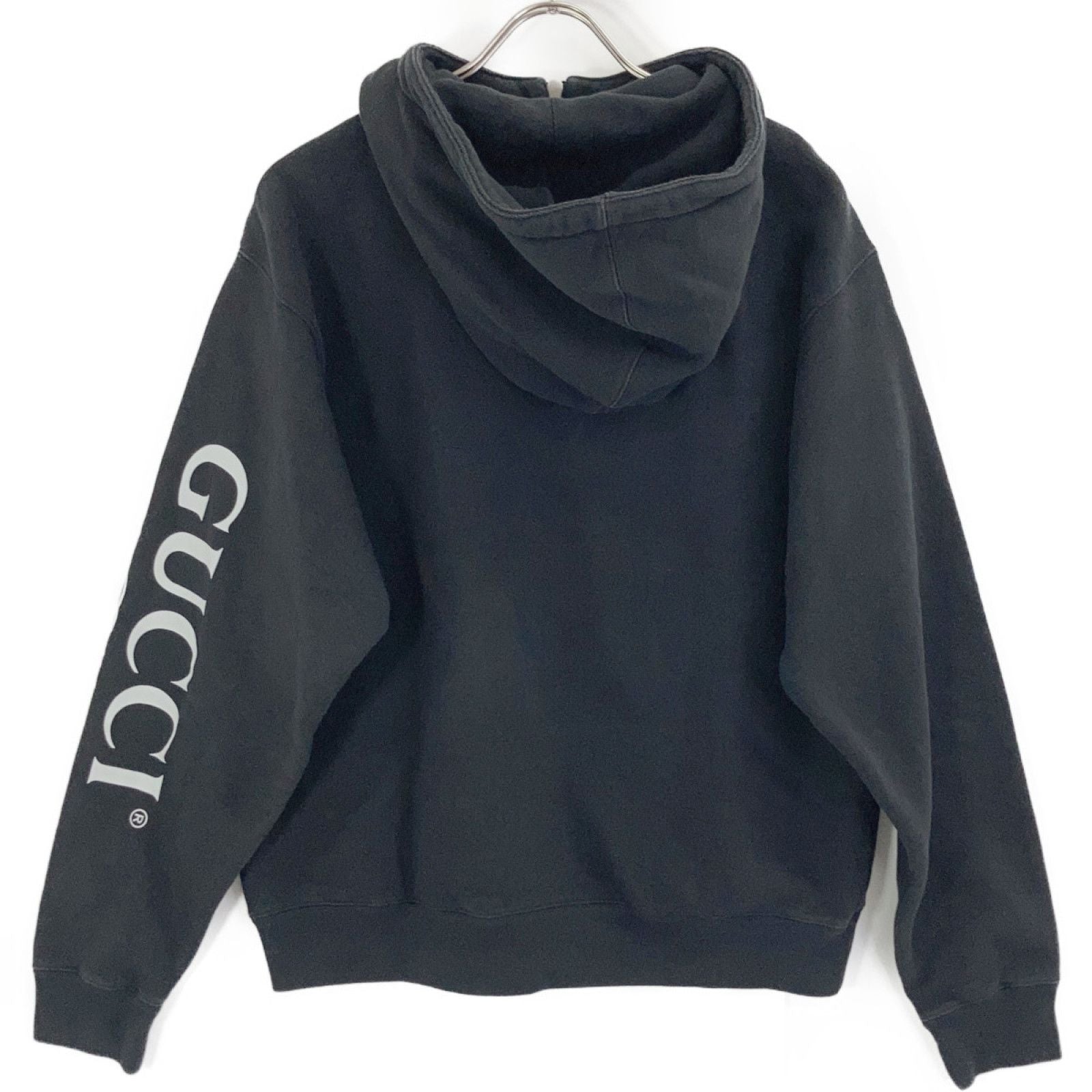 Gucci Black Logo Print Half Zip Hoodie XS — view 2