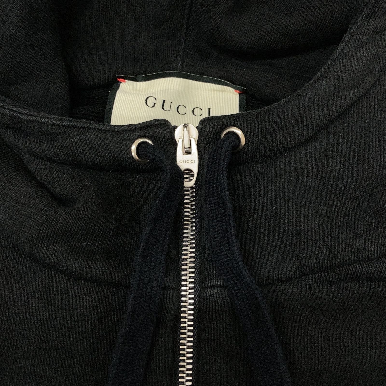 Gucci Black Logo Print Half Zip Hoodie XS — view 7