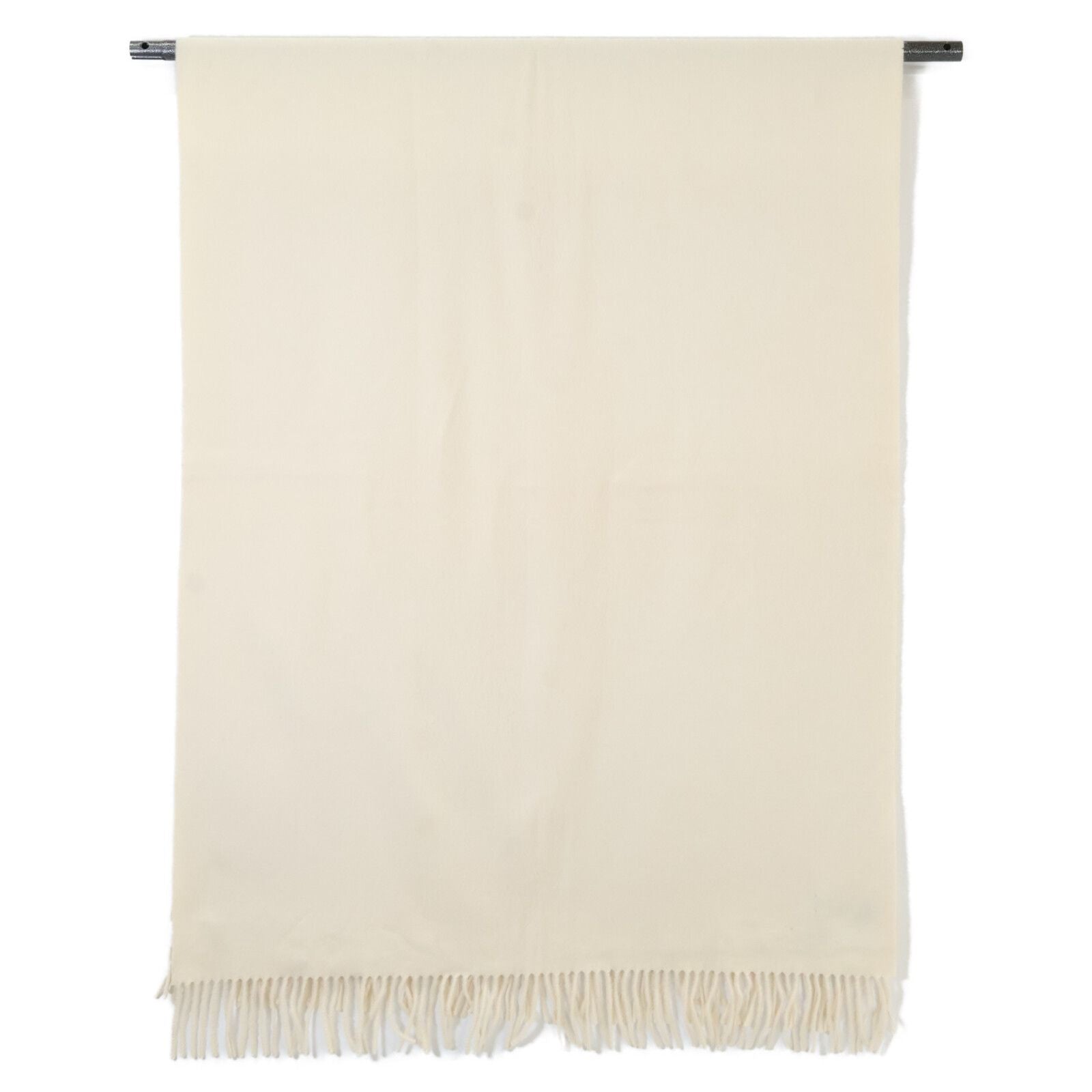 Hermes Logo Embroidery Cashmere Fringe Scarf — view 3
