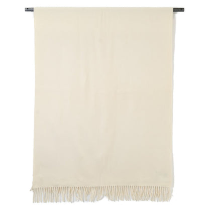 Hermes Logo Embroidery Cashmere Fringe Scarf — view 3