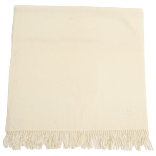 Hermes Logo Embroidery Cashmere Fringe Scarf