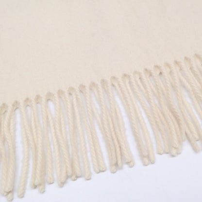 Hermes Logo Embroidery Cashmere Fringe Scarf — view 6