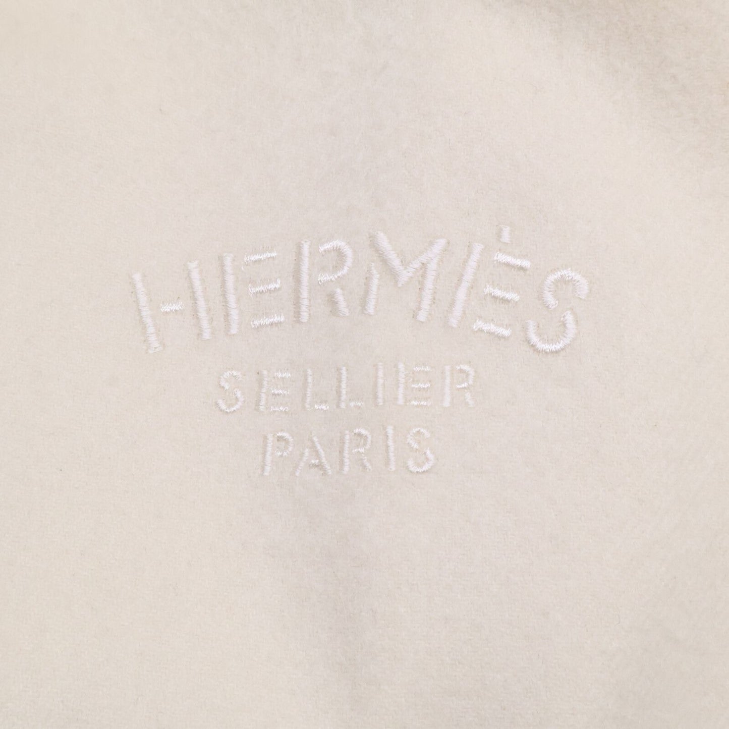 Hermes Logo Embroidery Cashmere Fringe Scarf — view 4