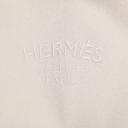 Hermes Logo Embroidery Cashmere Fringe Scarf — view 4