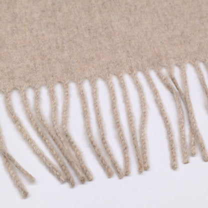 Hermes Logo Embroidery Cashmere Fringe Scarf — view 6