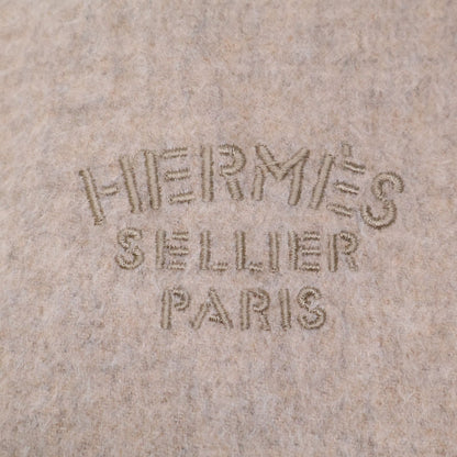 Hermes Logo Embroidery Cashmere Fringe Scarf — view 5
