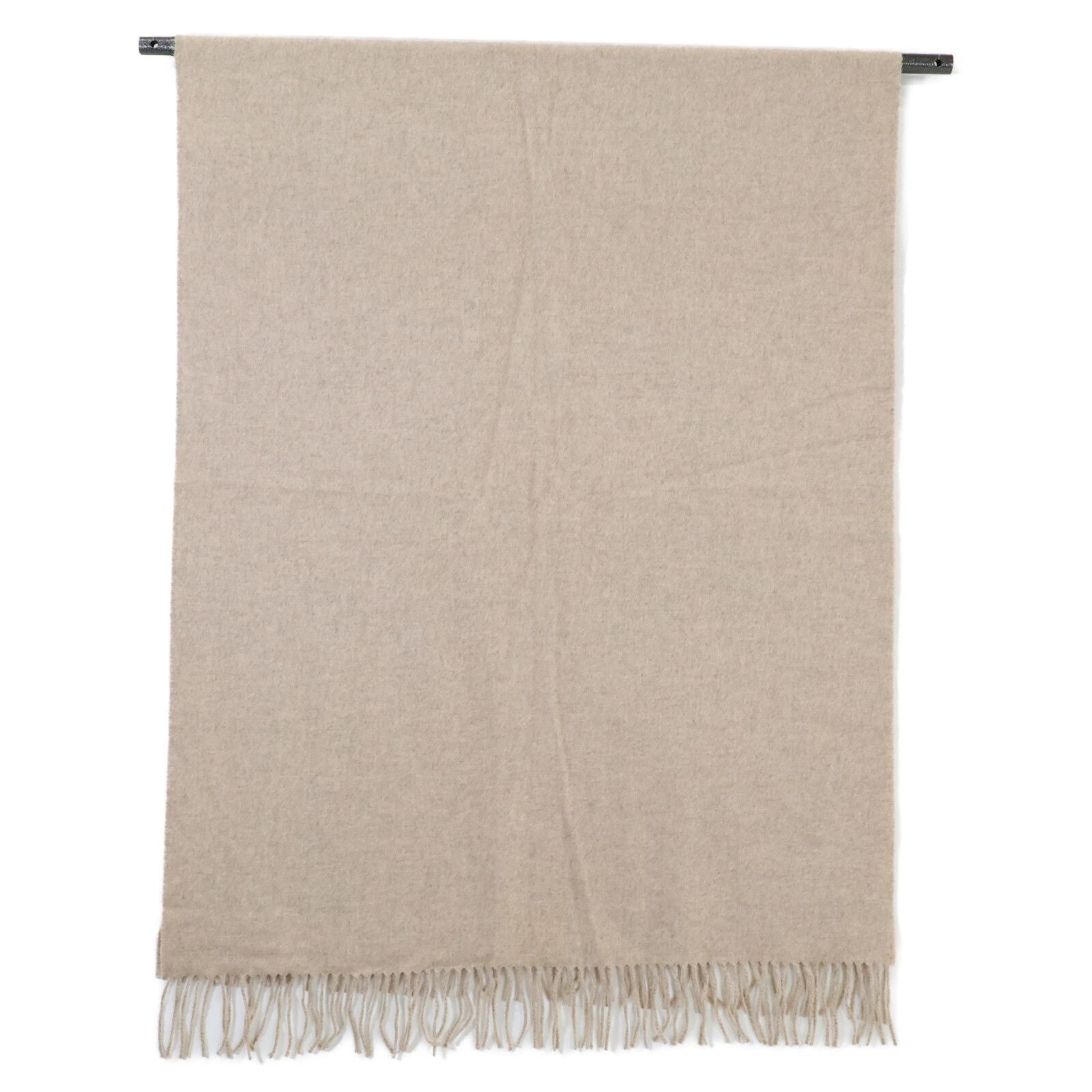 Hermes Logo Embroidery Cashmere Fringe Scarf — view 3