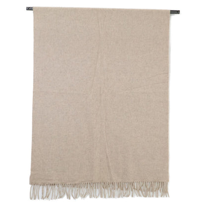 Hermes Logo Embroidery Cashmere Fringe Scarf — view 3