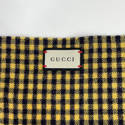 Gucci Check Wolf Embroidery Fringe Scarf — view 2