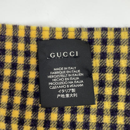 Gucci Check Wolf Embroidery Fringe Scarf — view 3