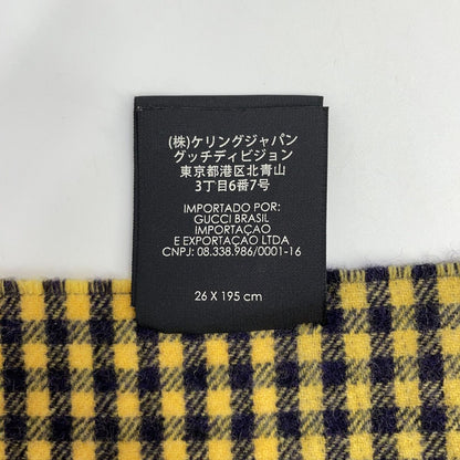 Gucci Check Wolf Embroidery Fringe Scarf — view 5