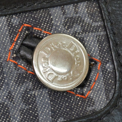 Dior Flight Line Trotter Handbag Gray Orange Denim Leather — view 6