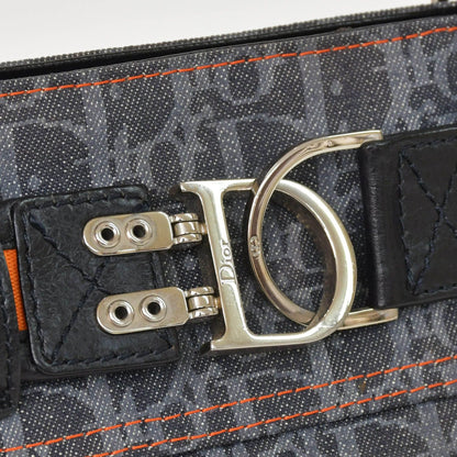 Dior Flight Line Trotter Handbag Gray Orange Denim Leather — view 5