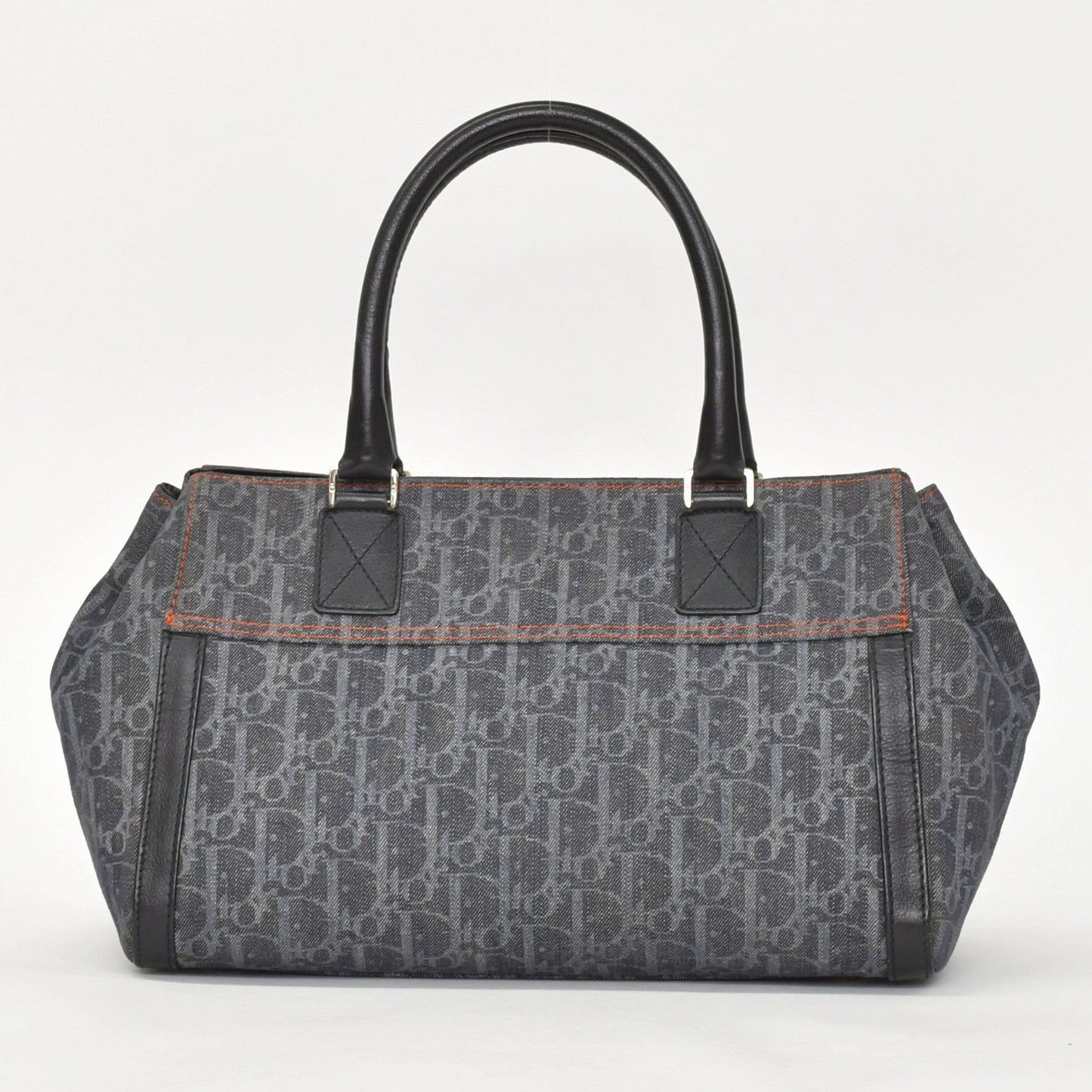 Dior Flight Line Trotter Handbag Gray Orange Denim Leather — view 3
