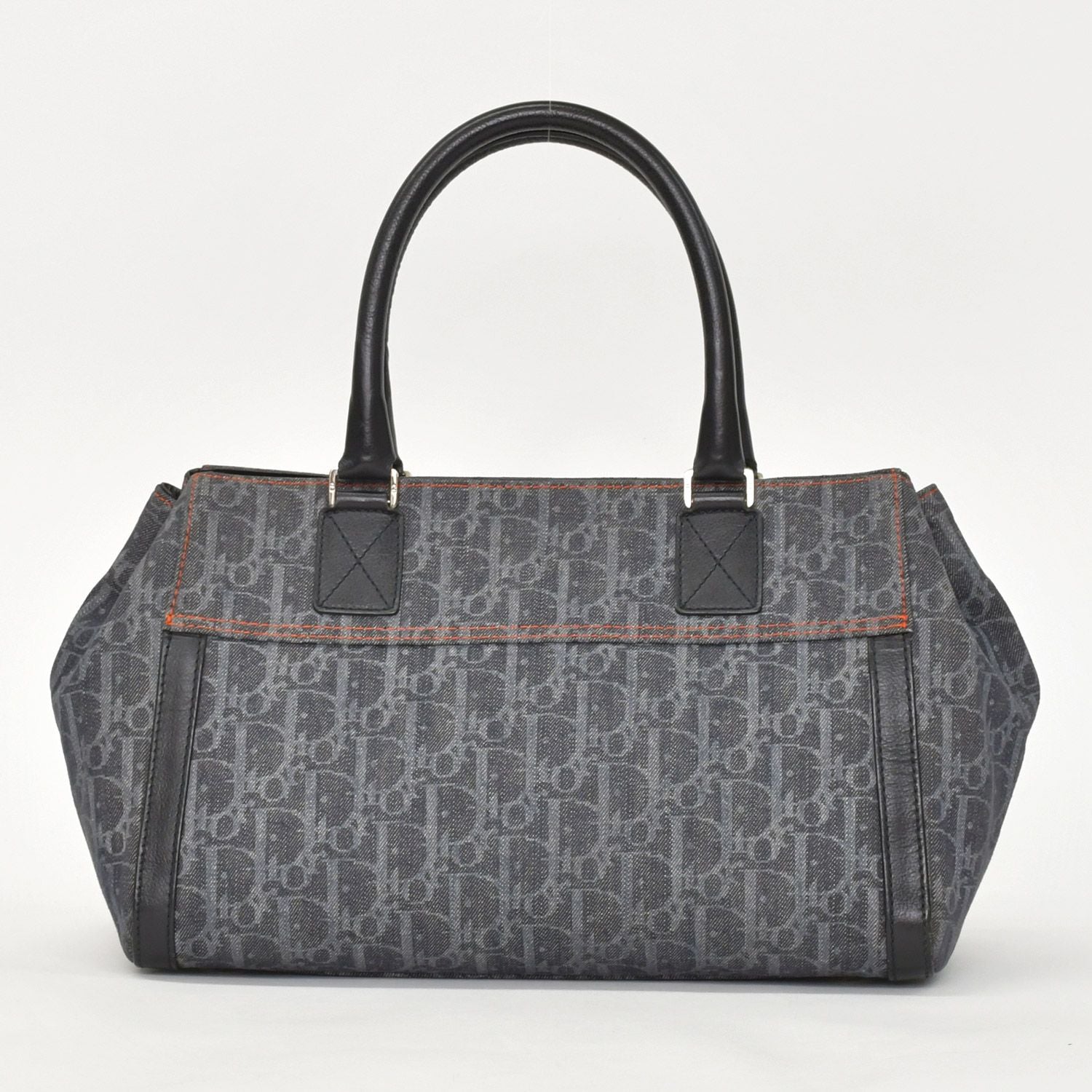 Dior Flight Line Trotter Handbag Gray Orange Denim Leather — view 3