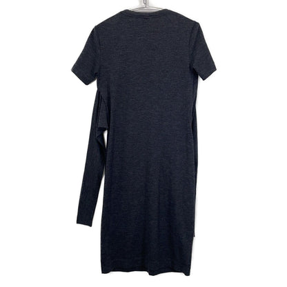 Brunello Cucinelli Charcoal Gray Wool Moniere Decoration Dress — view 2