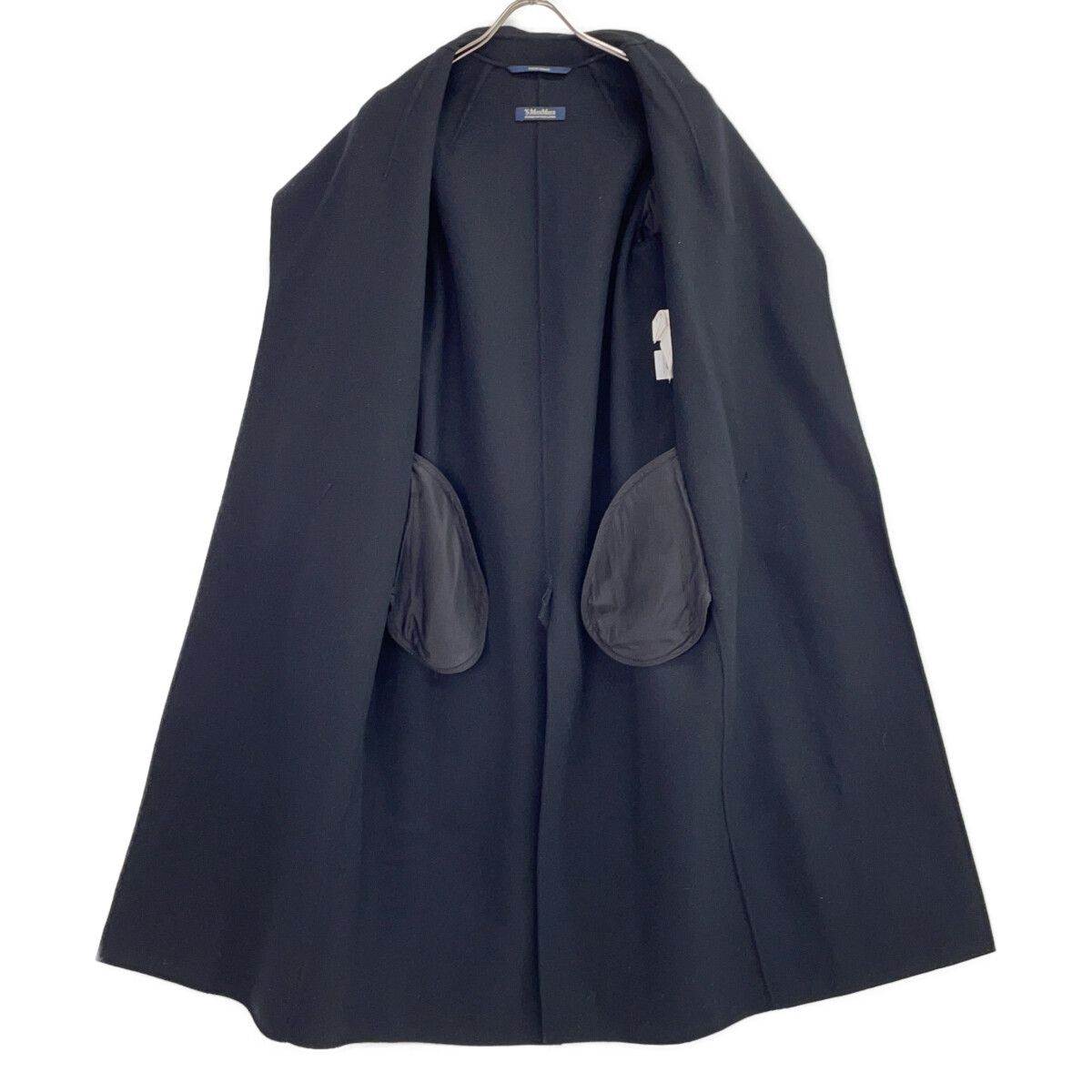 Max Mara S Maxmara Black Virgin Wool Double Face Belted Long Coat 34 — view 3