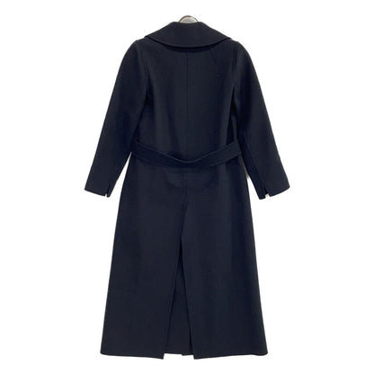 Max Mara S Maxmara Black Virgin Wool Double Face Belted Long Coat 34 — view 2