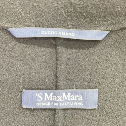 Max Mara S Maxmara Black Virgin Wool Double Face Belted Long Coat 34 — view 4