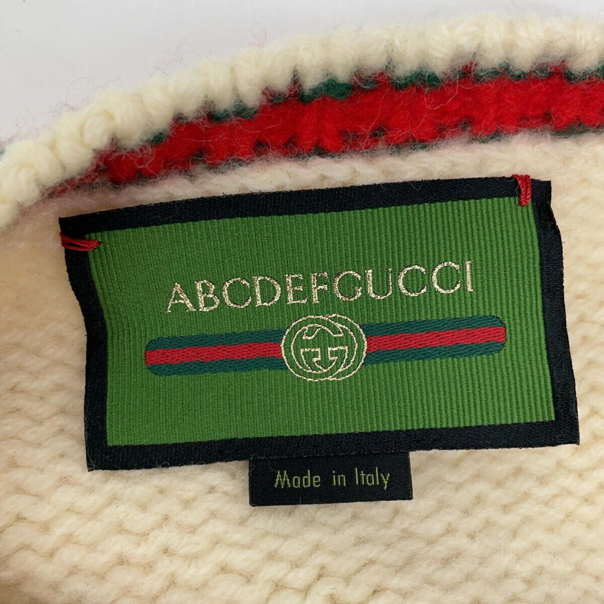 Gucci Abcdefgucci Ivory Sherry Line a Logo Knit Sweater — view 3