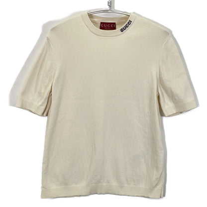 Gucci Ivory Silk Blend Short Sleeve Knit Sweater