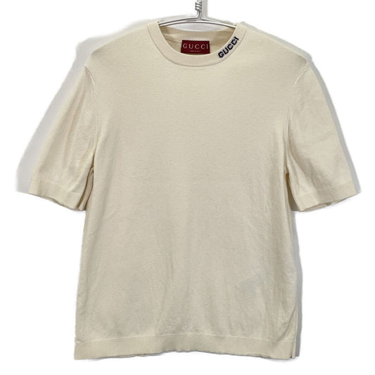Gucci Ivory Silk Blend Short Sleeve Knit Sweater