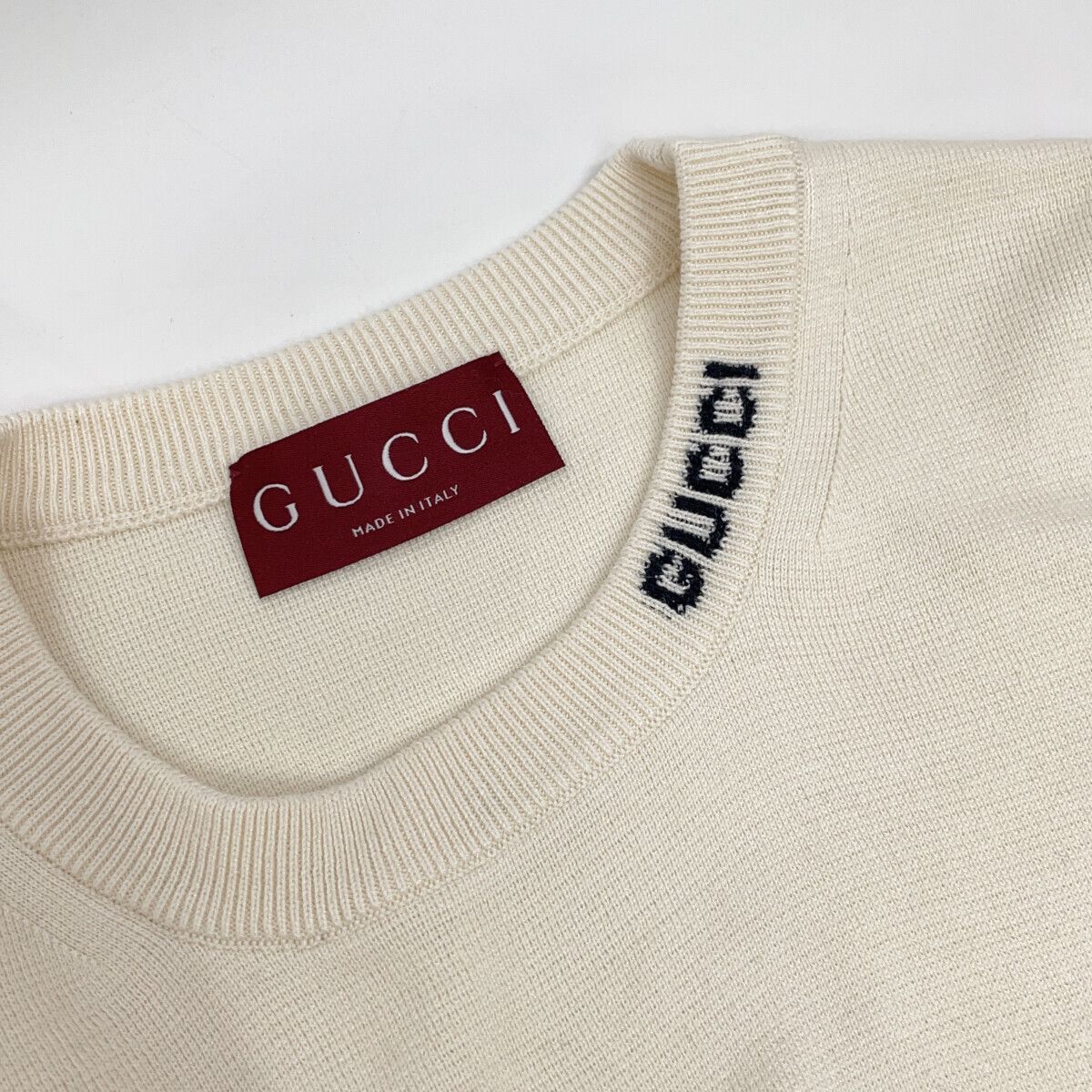 Gucci Ivory Silk Blend Short Sleeve Knit Sweater — view 8