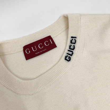 Gucci Ivory Silk Blend Short Sleeve Knit Sweater — view 8