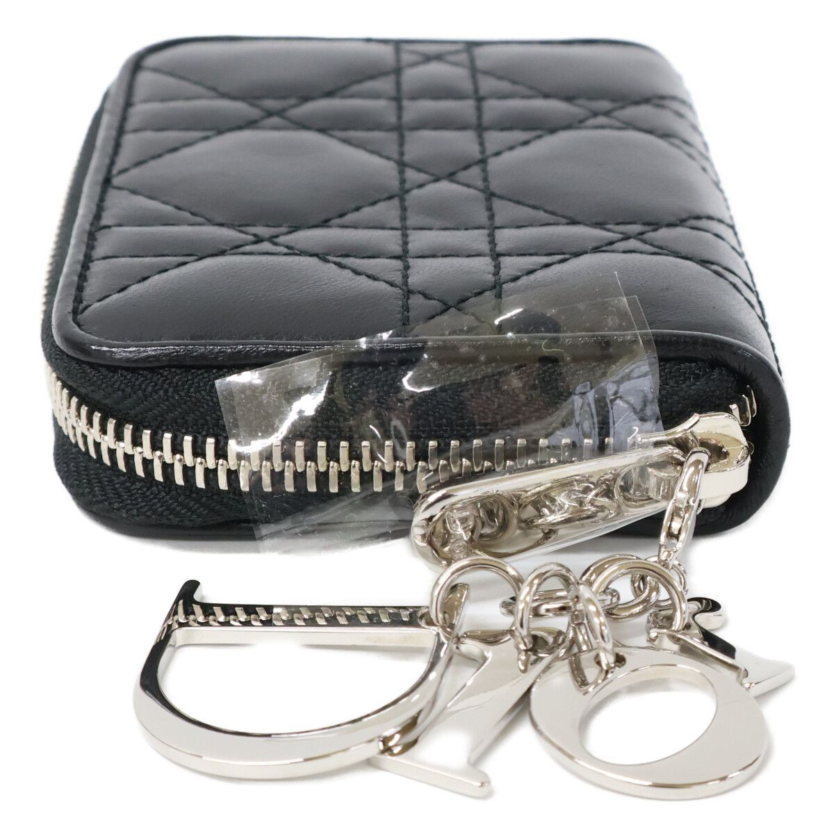 Dior Lady Dior Lambskin Cannage Zip Around Wallet — view 6
