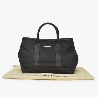 Saint Laurent Black Tote Bag Calfskin Silver