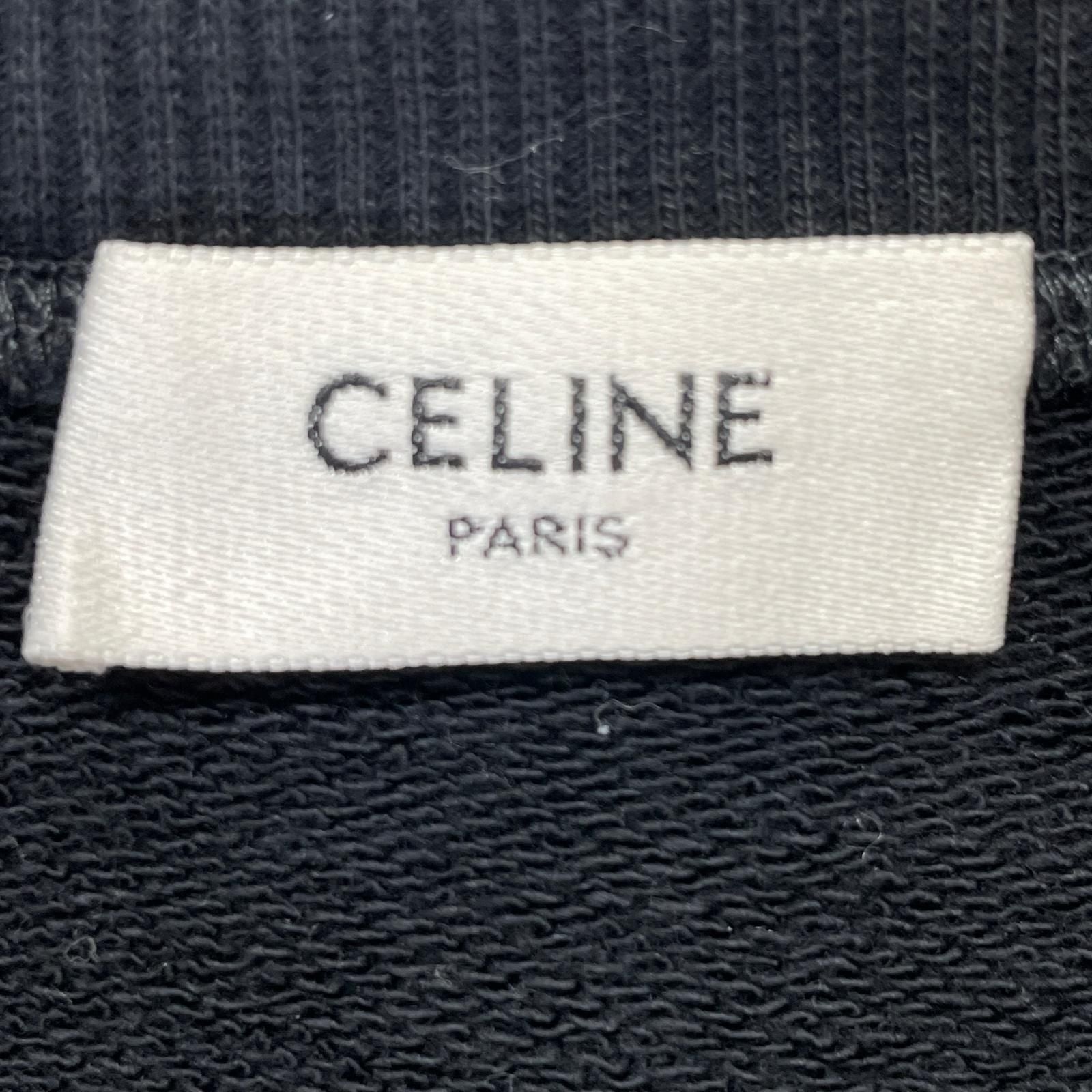 Celine Black Yellow Cotton Front Logo Oversize Pullover Hoodie Sweatshirt XS — view 3