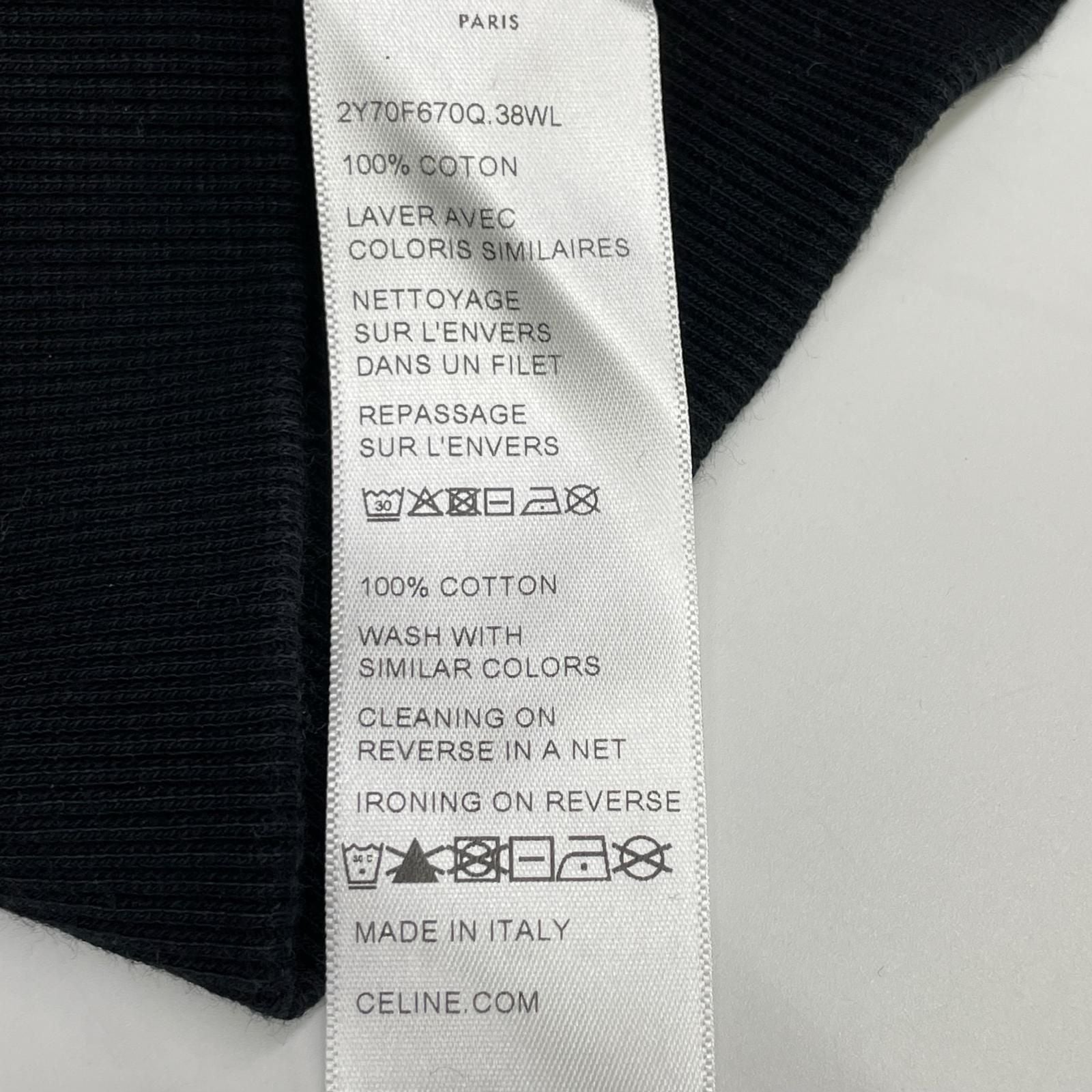Celine Black Yellow Cotton Front Logo Oversize Pullover Hoodie Sweatshirt XS — view 4