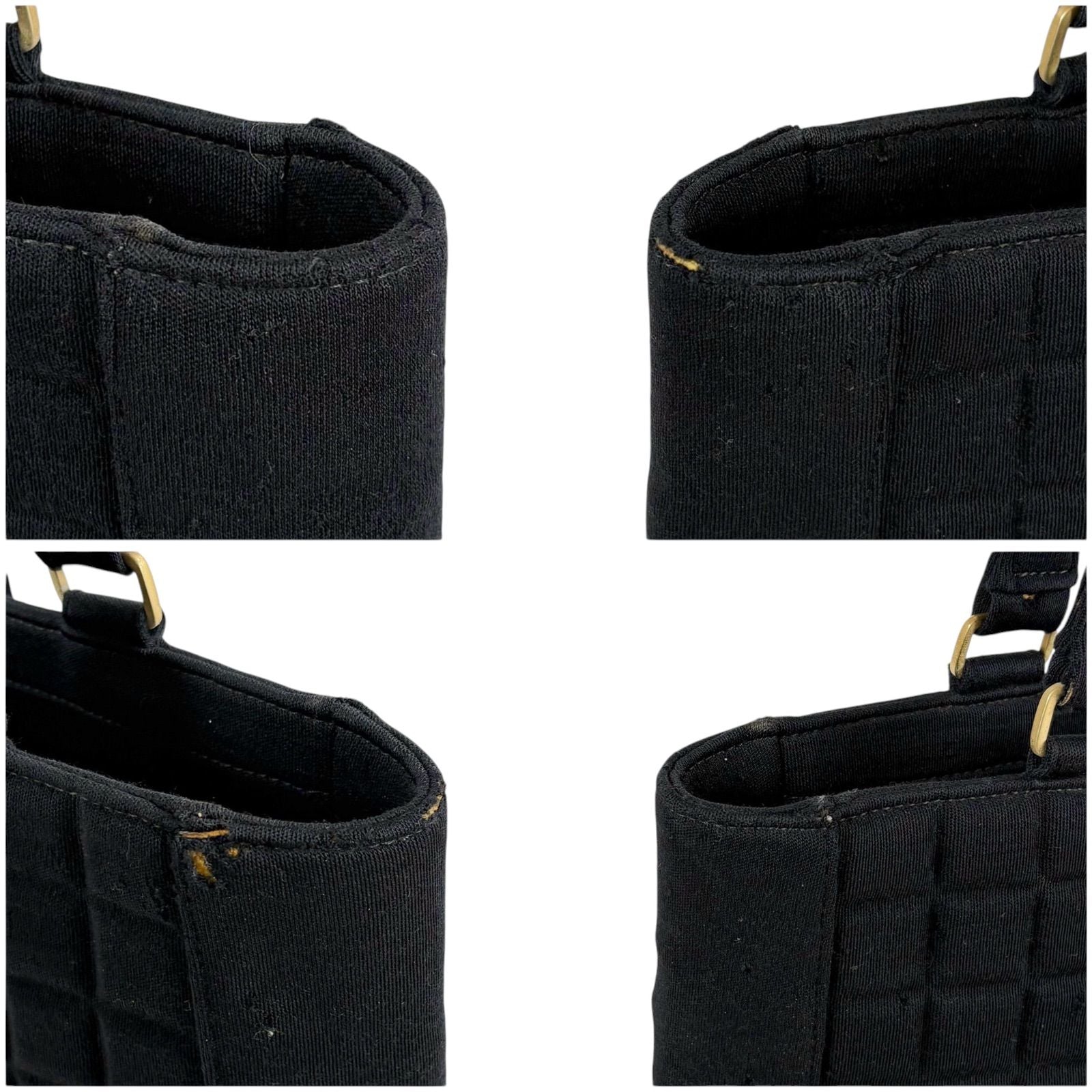 Chanel Choco Bar CC Logo Mini Tote Cotton Canvas Black Shoulder — view 5
