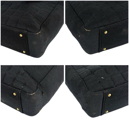 Chanel Choco Bar CC Logo Mini Tote Cotton Canvas Black Shoulder — view 6