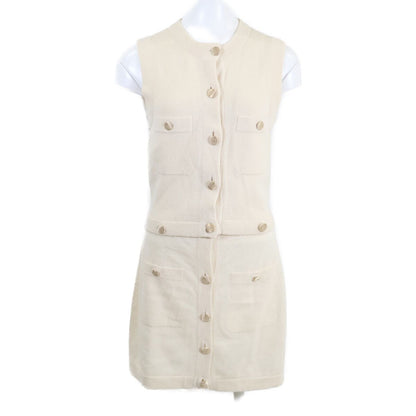 Chanel CC Logo Button Cashmere Sleeveless 34 Shirt