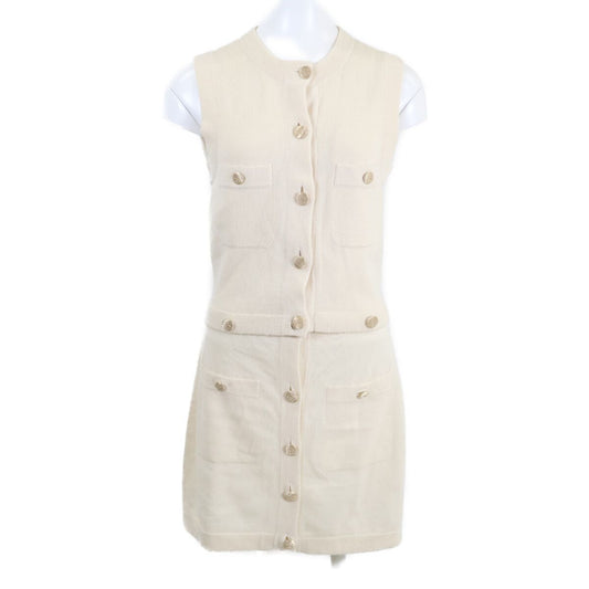 Chanel CC Logo Button Cashmere Sleeveless 34 Shirt