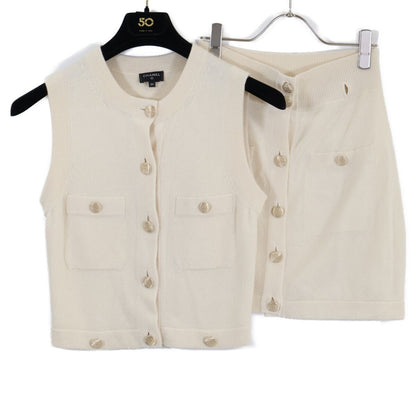 Chanel CC Logo Button Cashmere Sleeveless 34 Shirt — view 2