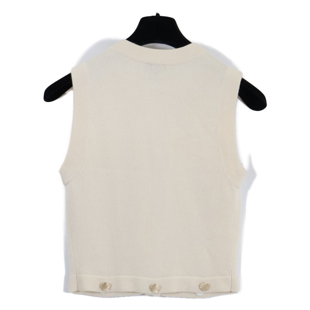 Chanel CC Logo Button Cashmere Sleeveless 34 Shirt — view 4