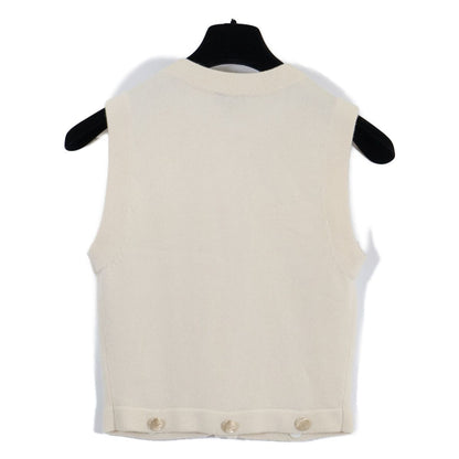 Chanel CC Logo Button Cashmere Sleeveless 34 Shirt — view 4