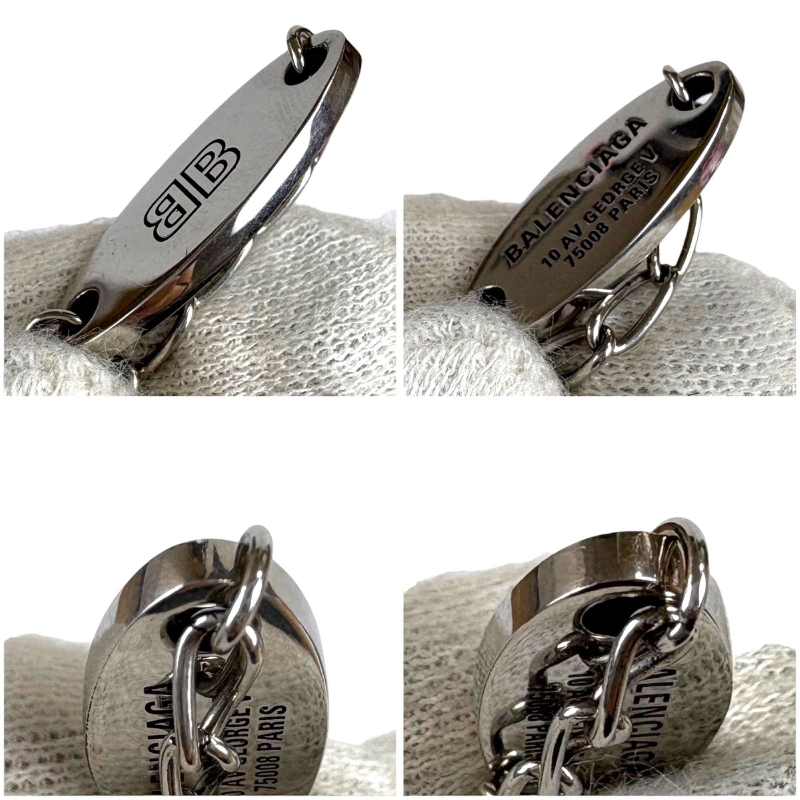 Balenciaga Everyday Bracelet Antique Silver Chain Anklet BB Logo — view 9