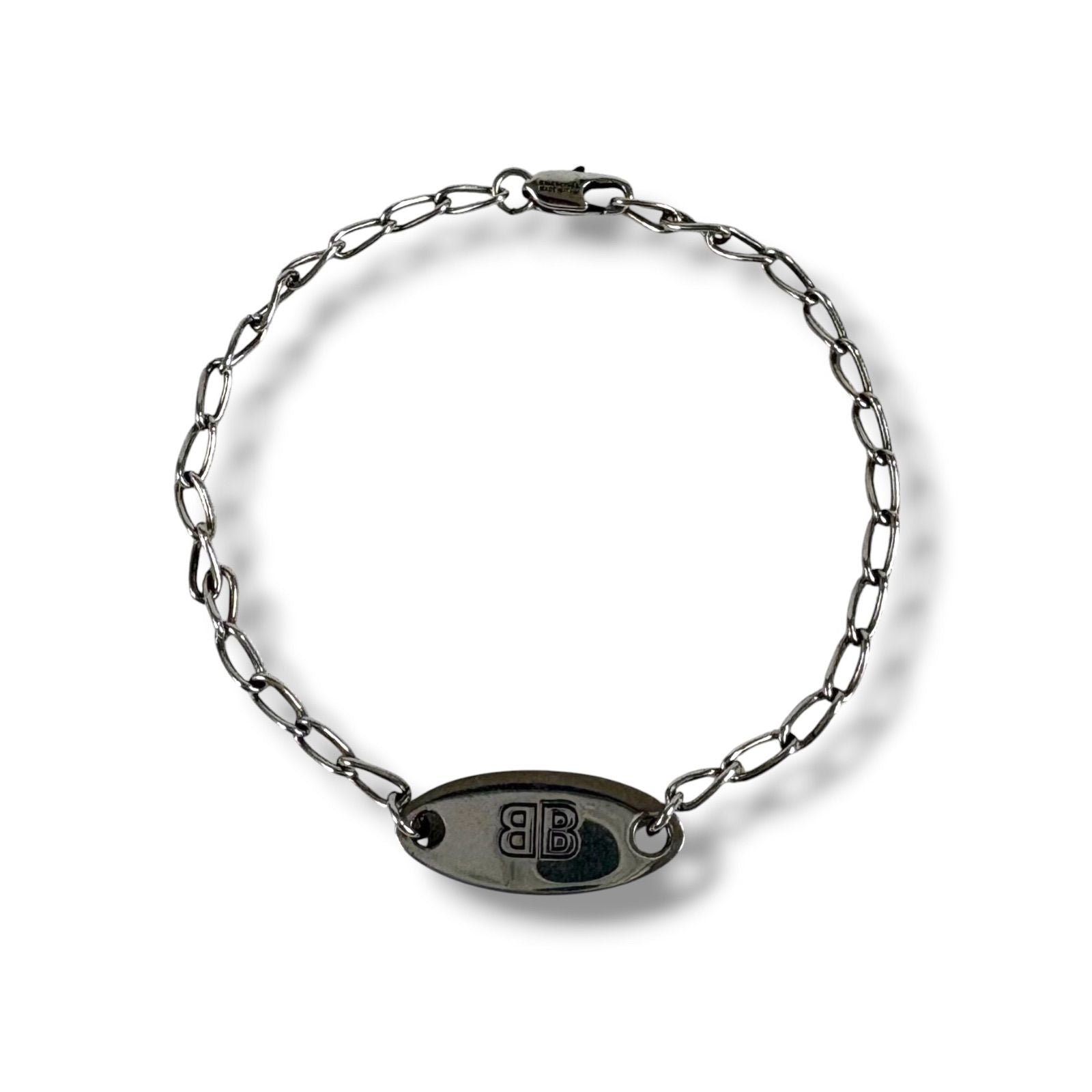 Balenciaga Everyday Bracelet Antique Silver Chain Anklet BB Logo — view 3