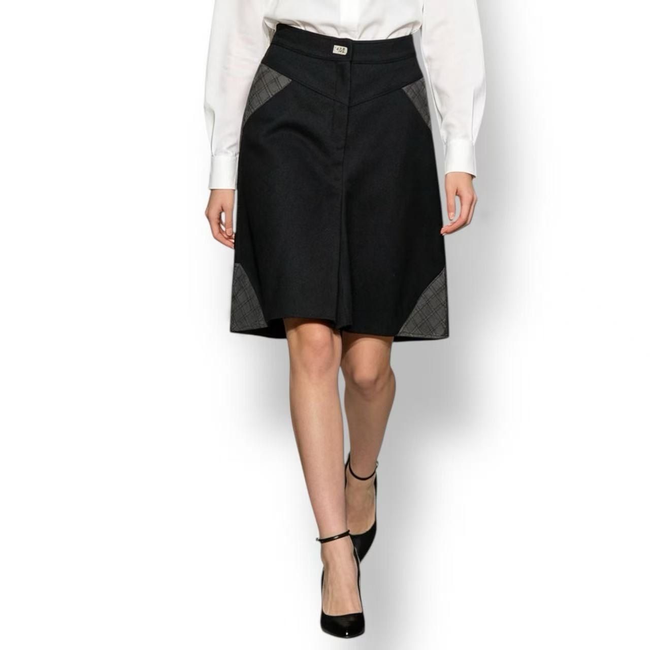 Chanel Short Quilted Leather Wool Black 44